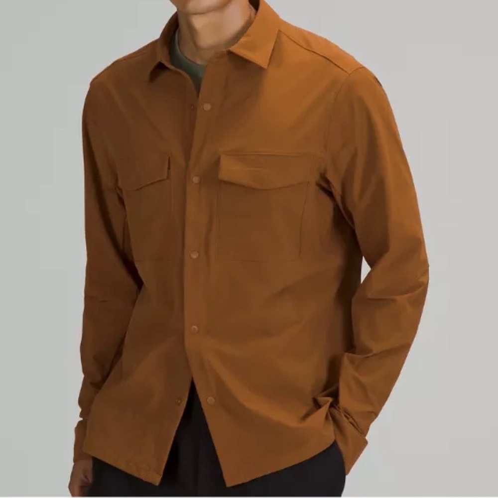 lululemon athletica Men's Long-Sleeve Button Shirt in Rust Brown